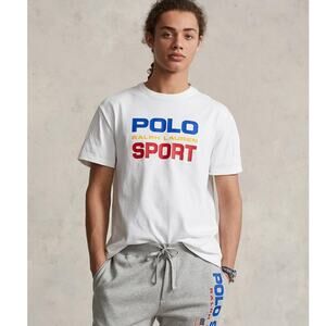 New Polo Ralph Lauren Motocross Racer Tee $75 MEDIUM White POLO SPORT
